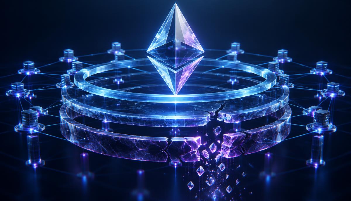 Cristal Ethereum au-dessus de plusieurs couches de sécurité, dont une fissurée
