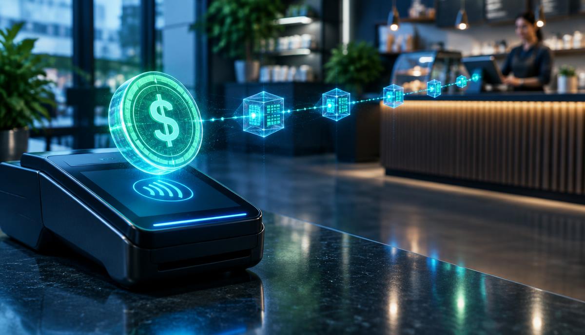 Paiement sans contact en stablecoin dans un commerce
